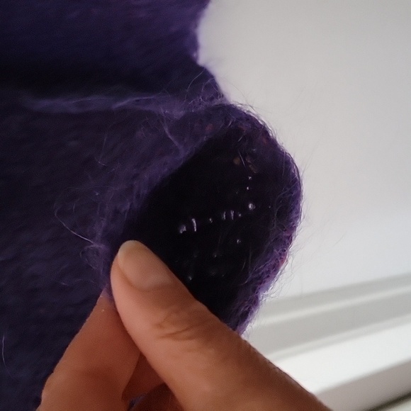 Laurie Lambrecht Handknit Cableknit Purple Balloon Sleeves Mohair Wool Sweater - Picture 6 of 16